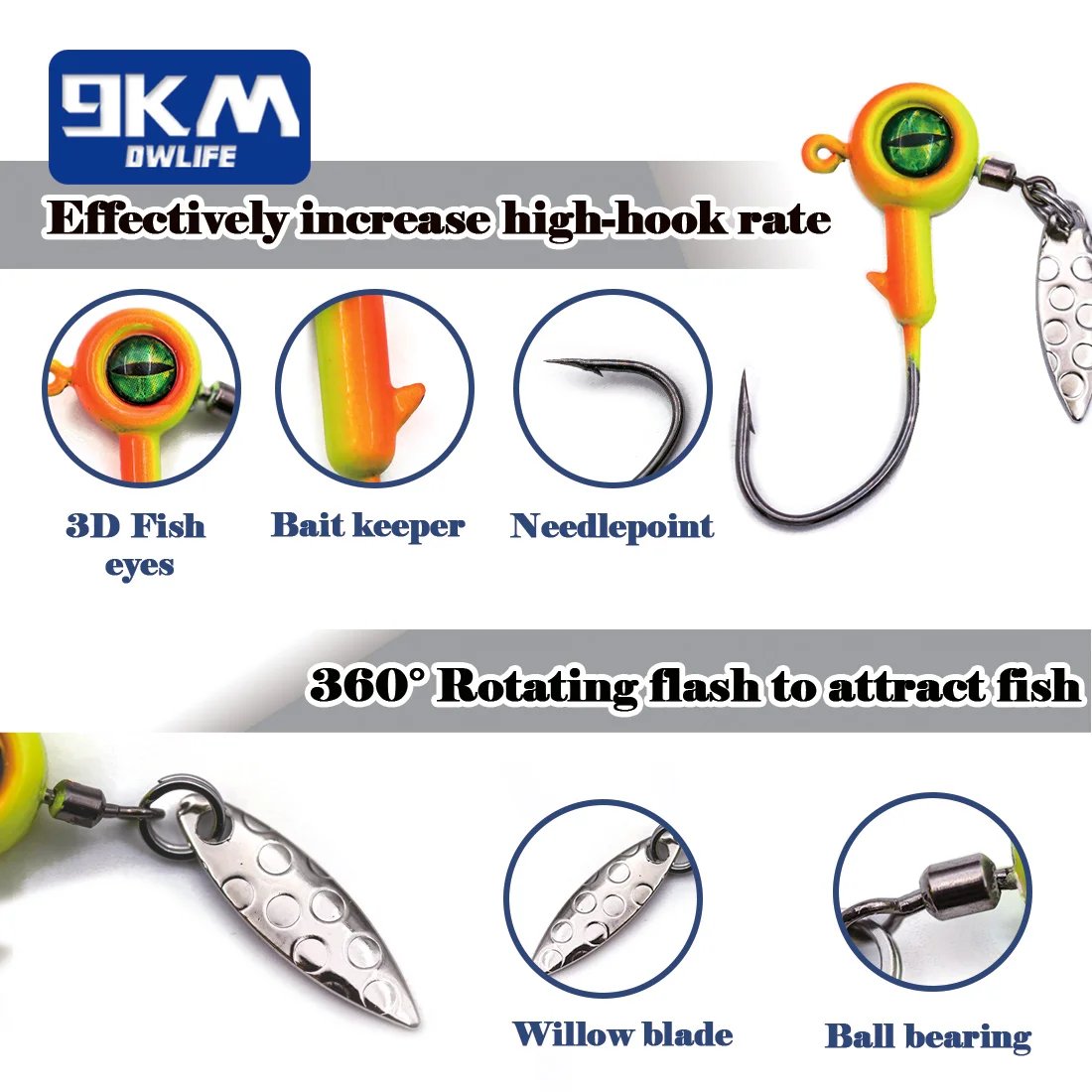 crappie fishing hooks Fishing Jig Head Hooks with Spinner