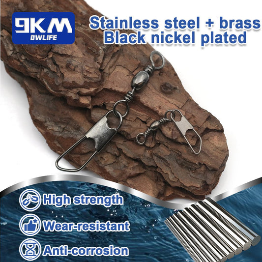 Fishing Barrel Swivel with Safety Snap 50~200Pcs Stainless Steel Saltwater Fishing Swivels Clip Solid Ring Lure Connector Tackle