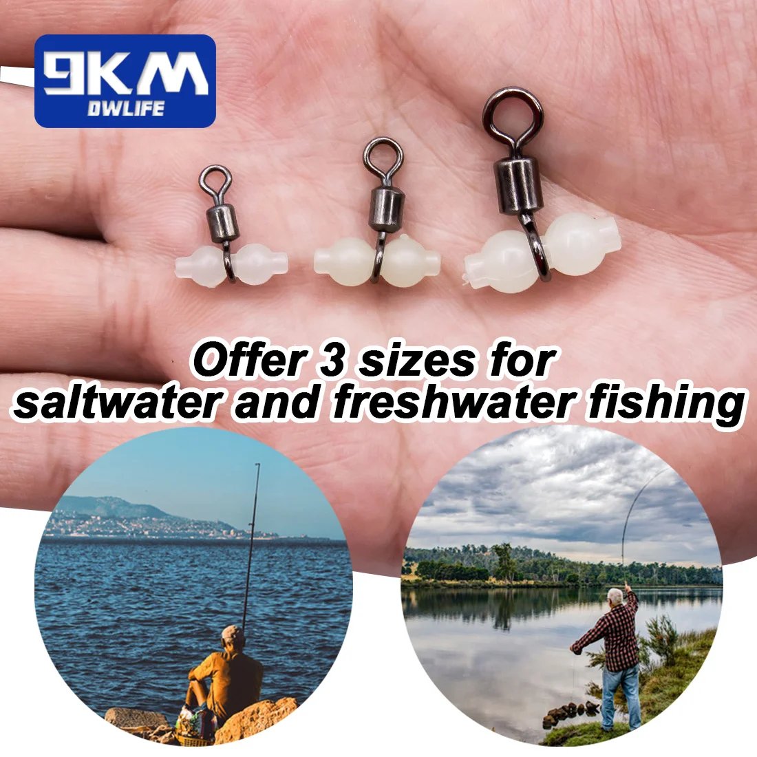 3 Way Swivels Tackle 15~60Pcs Fishing Barrel Swivels for Saltwater