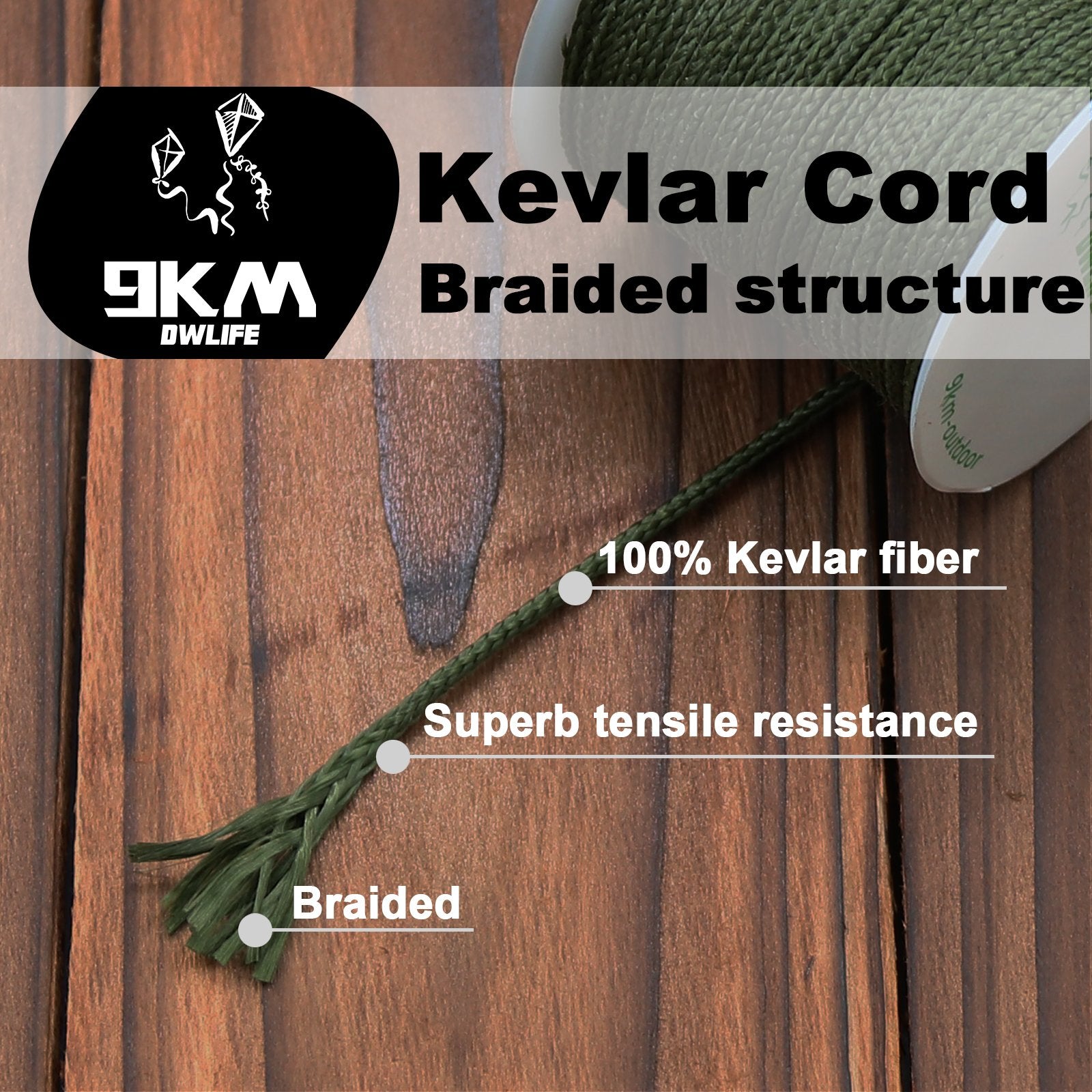 kevlar braided fishing line 200lb-750lb Green Kevlar Line – 9km-dwlife