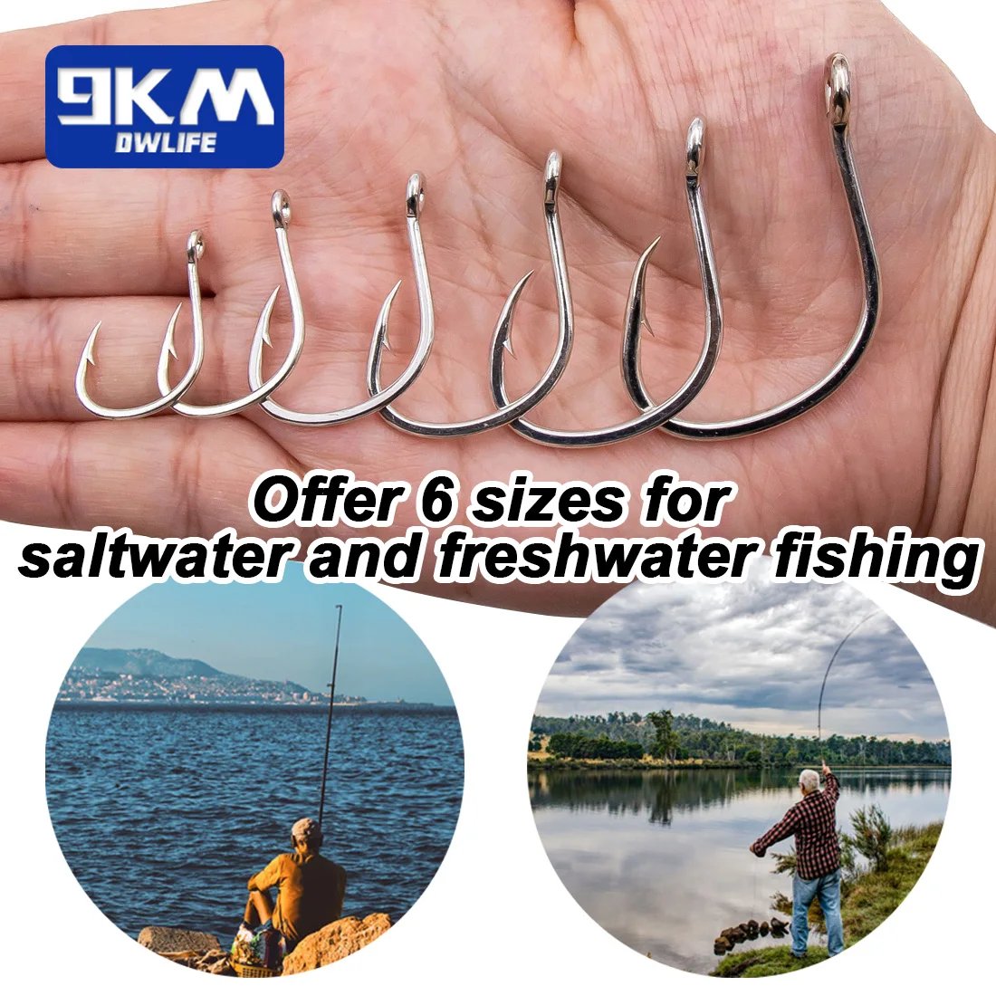 barred hooks set fishing 9KM Fishing Hooks Saltwater Live Bait Hooks 25~100Pcs Circle Hooks Cat – 9km-dwlife