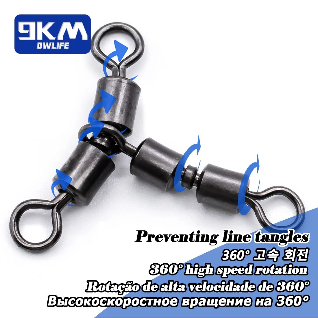 Swivel Rope Guide 3 Way Fishing Swivels 15~30Pcs Double Rolling Swivels T-Shape Triple F ...