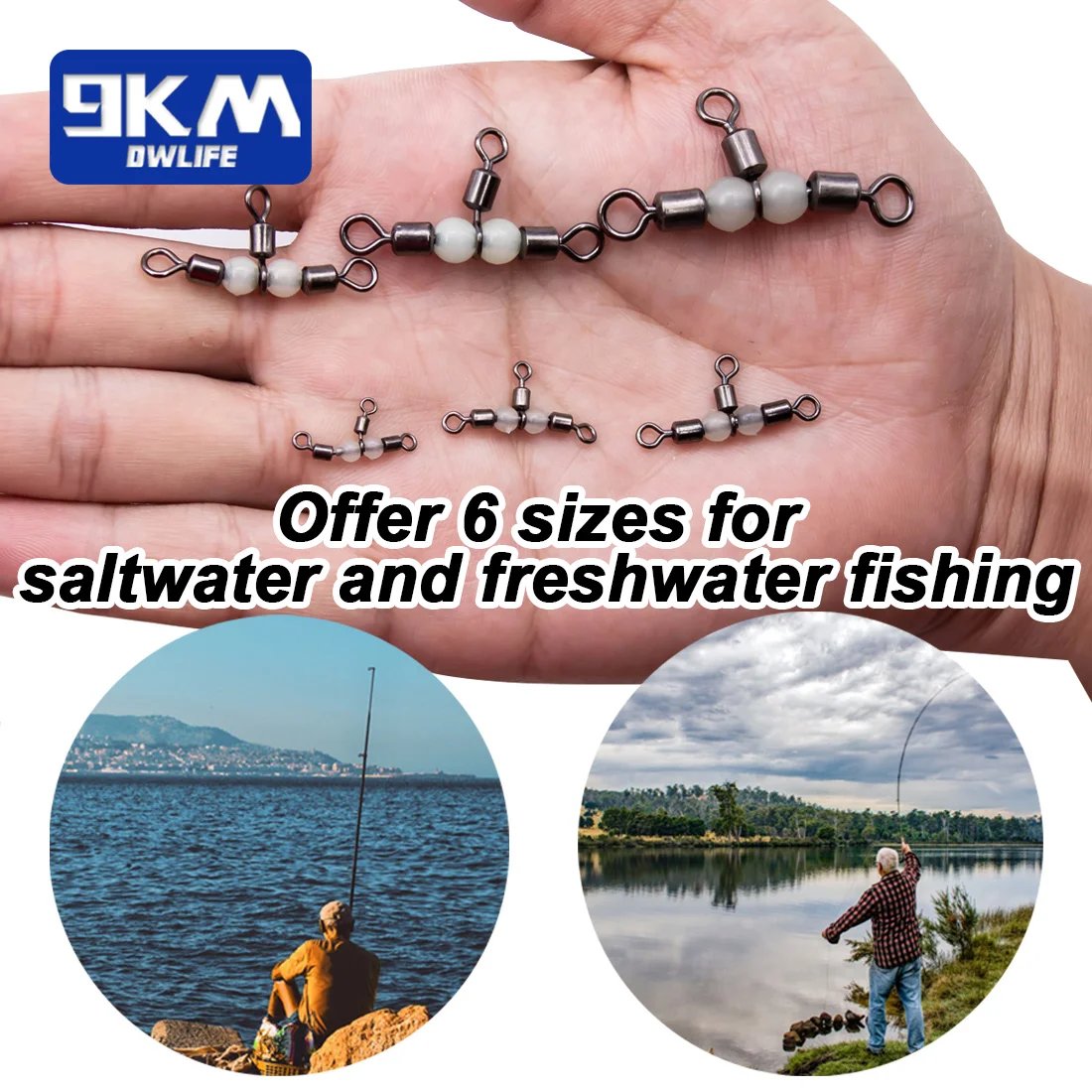 3 Way Swivels 15~60Pcs Three Way Fishing Swivel Tackle Saltwater