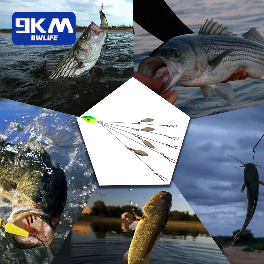 Alabama Rig for Bass Fishing Swimbait Lure Kit Umbrella Rigs Swivels S 9km-dwlife Alabama Rig for Bass Fishing Swimbait Lure Kit Umbrella Rigs Swivels S 9km-dwlife