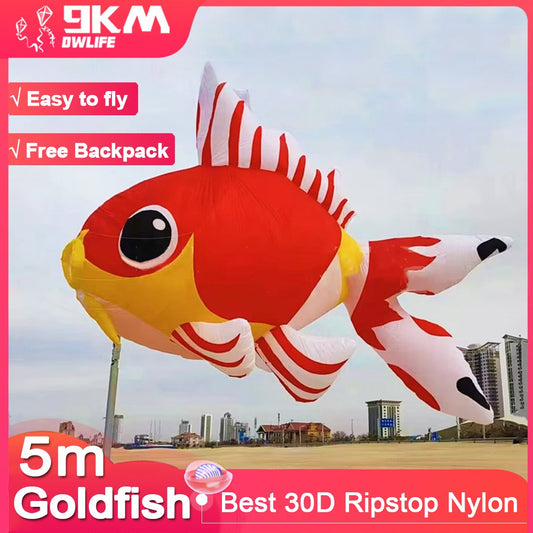 9KM 5m Goldfish kite Line Laundry Pendant Soft Inflatable Show Kite for Kite Festival 30D Ripstop Nylon Fabric
