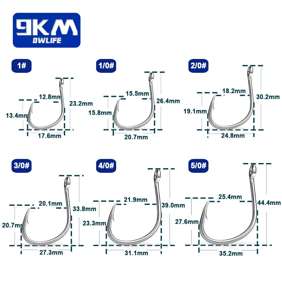 circle fishing hook sizes Mustad 2pc / 13/0 Equipped with a high 50pcs Circle Hook Size 13/0#-16/0#