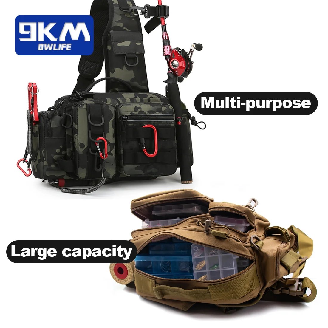 Fishing Bag 600D Nylon Sling Pack Portable Fly Fishing Box Outdoor Tra – 9km-dwlife Fishing Bag 600D Nylon Sling Pack Portable Fly Fishing Box Outdoor Tra – 9km-dwlife