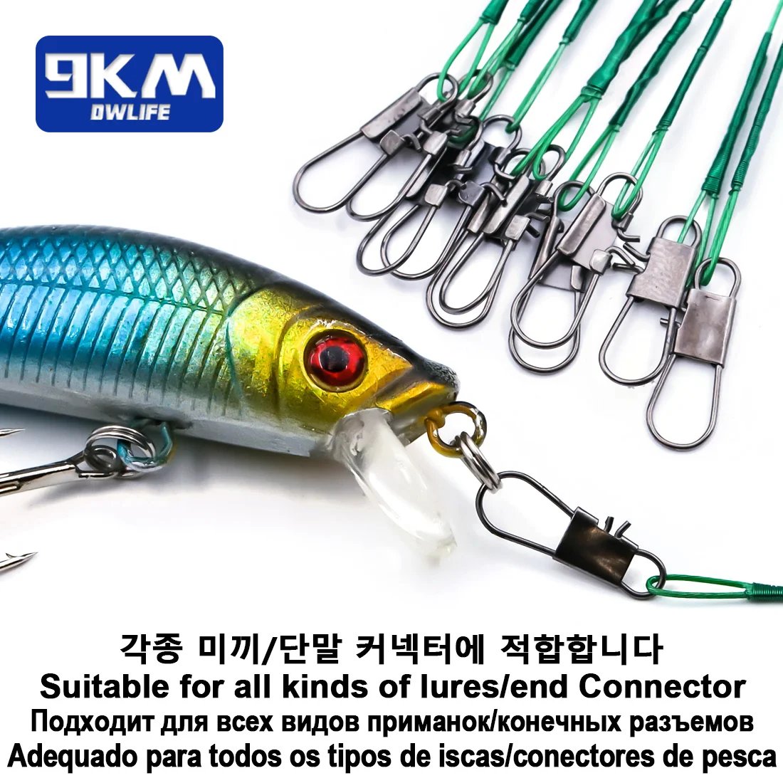 connected fish lure connectors 9KM Fishing Leaders Line Stainless Steel Wire with Swivels Snap Connect Fishing Tackle Lures Hooks Saltwater&Freshwater 10~30Pcs