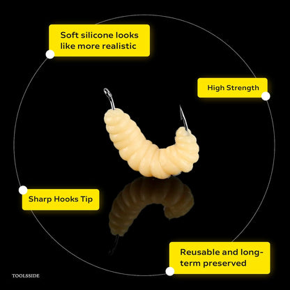 Soft Maggot Baits Fake Bread Worms Fishing Lure