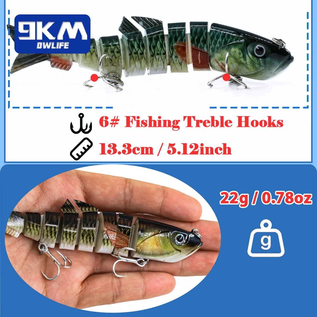 Multi Jointed Swimbait 22g Fishing Lures for Bass Trout Topwater Lures – 9km-dwlife