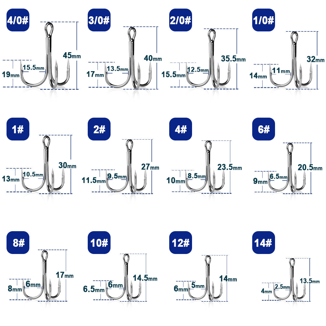 3.5 fishing hook sizes INFISHCEO Treble Hooks Kit, 200pcs Mixed 2, 4, 6, 8, 10, High Carbon Steel, 3X Strong, Sharp, Round Bend, Saltwater & Freshwater : Sports & Outdoors Special Design Fishing Treble Hooks 25~50Pcs Brabed