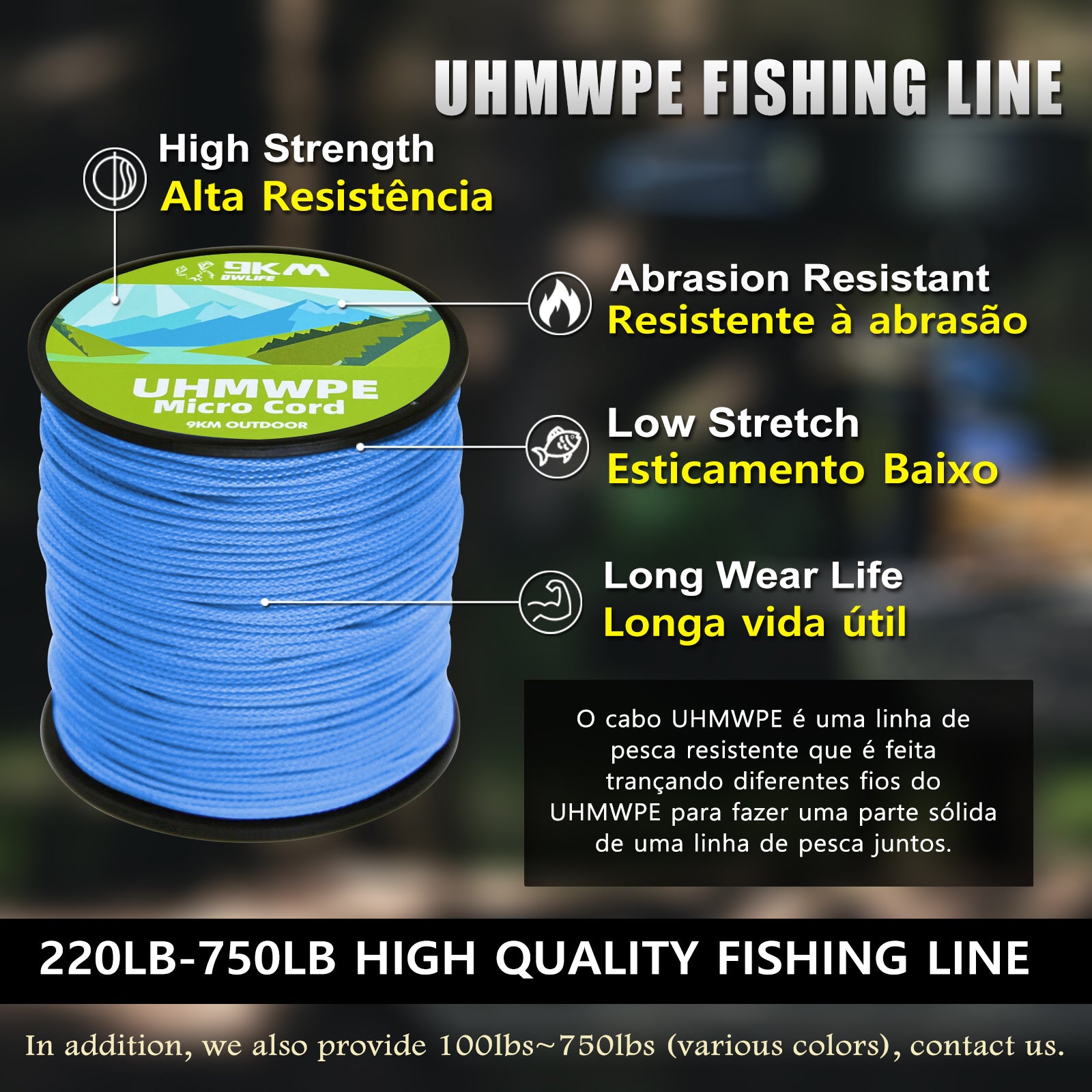 heavy duty braided fishing line 220-750lb UHMWPE Cord Hollow Braided High Strength Heavy Duty Fishing