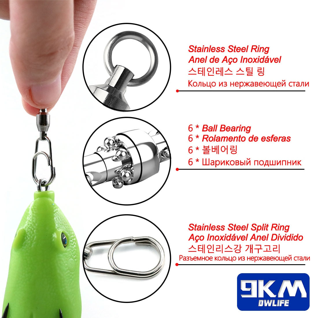 Fishing Connector Rolling Swivel Snap Stainless Steel Fishing Swivels