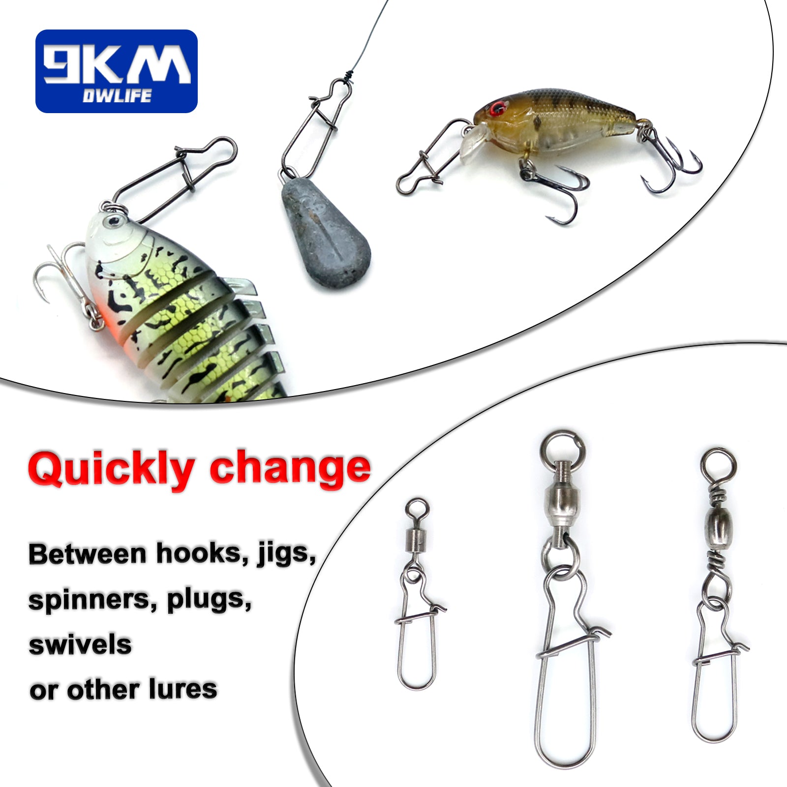 100pcs Stainless Steel Fishing Power Clips Quick Lure Change Snaps
