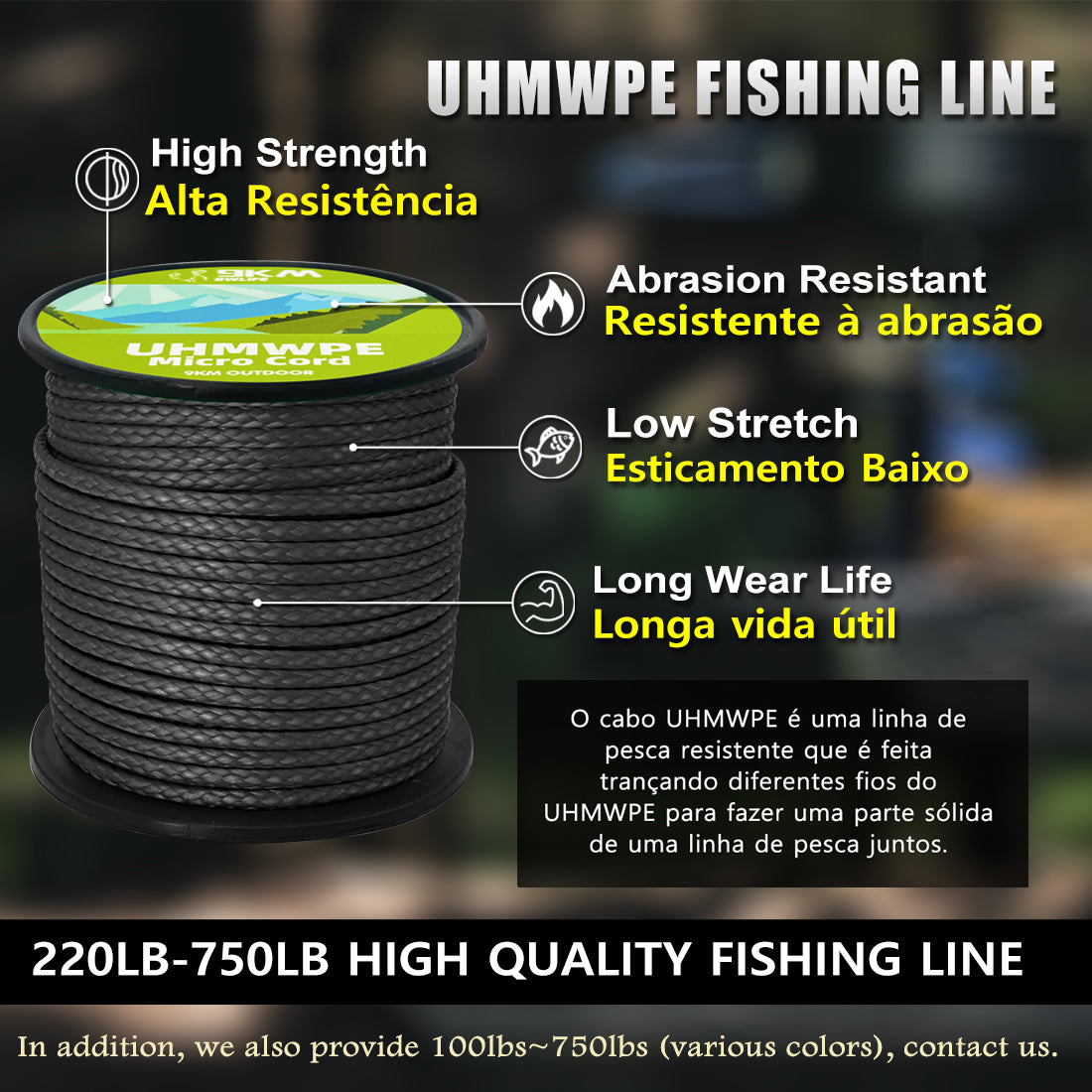 0.8~1.6mm UHMWPE Cord Spectra Line Hollow Braided UV-resistnce Outdoor – 9km-dwlife
