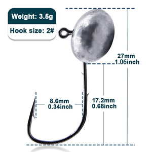 Generic Fish King With Metal Spoon Offset Fishing Hook Slicing Jig Head  2g-7g Wide Crank Fishing Hook For Soft Bait Rotating Hook